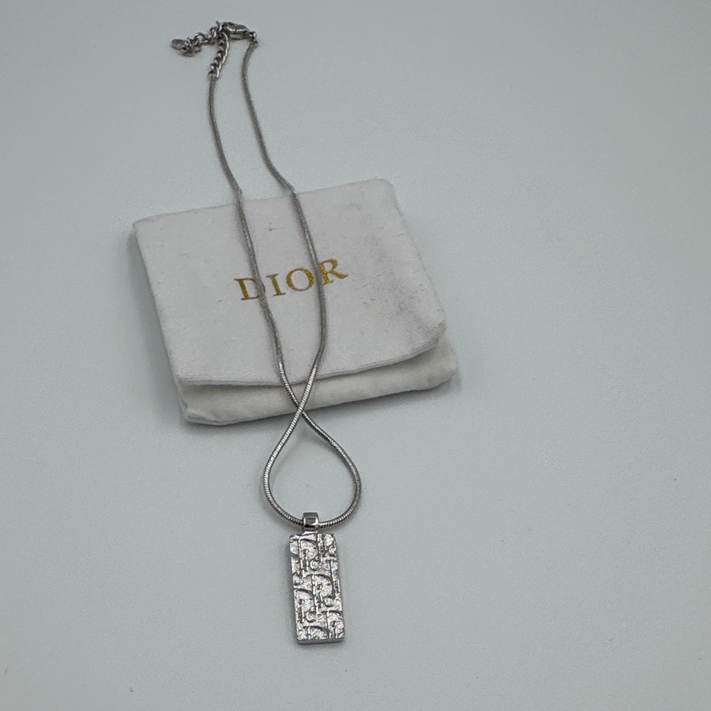 Dior Silver Two-Sided Pendant Necklace